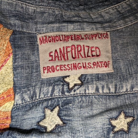 Magnolia Pearl Woodstock Sanforized Denim Patchwork Embroidered Women's OSFM - Picture 13 of 14